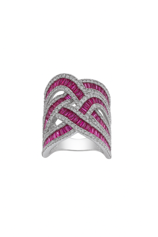 Crimson Weave Ring