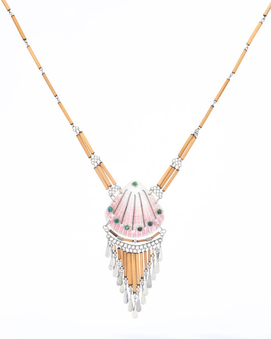 Chrysoprase Shell Necklace